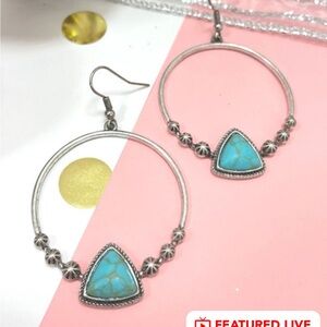 Silver and Turquoise Hoop Earrings